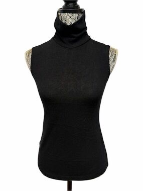 579 Women’s S Black Sleeveless Turtleneck Knit Top Stretch